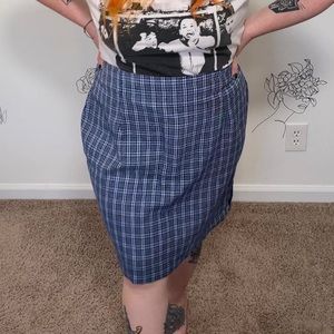 Vintage 90s Blue Plaid Skirt BEWARE